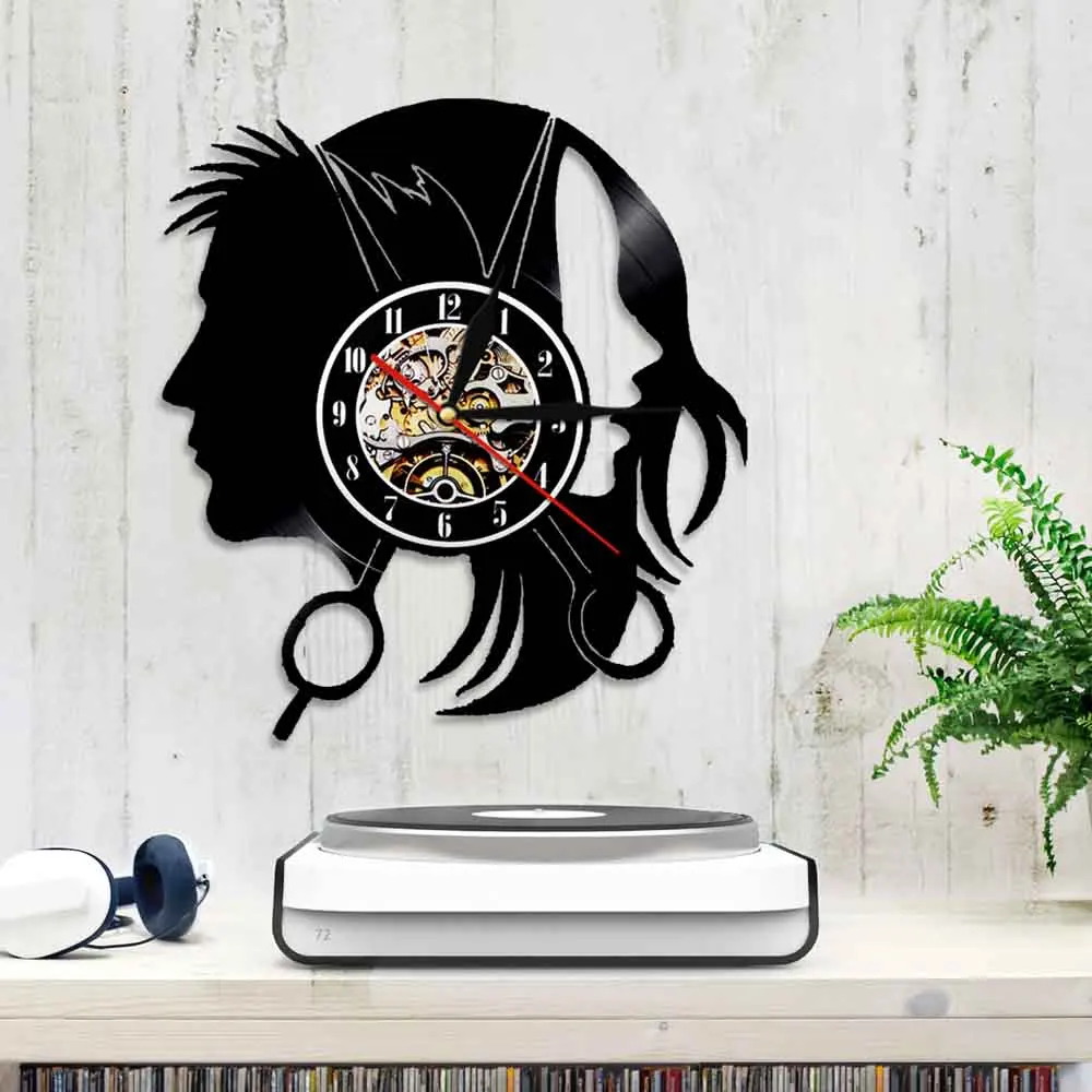 Парикмахерские знак Виниловая пластинка настенные часы парикмахерские Shope