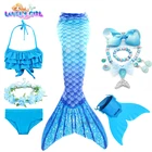 Купальник с хвостом русалки для детей и девочек, дизайнерский пляжный купальник, бикини принцессы с моноластами