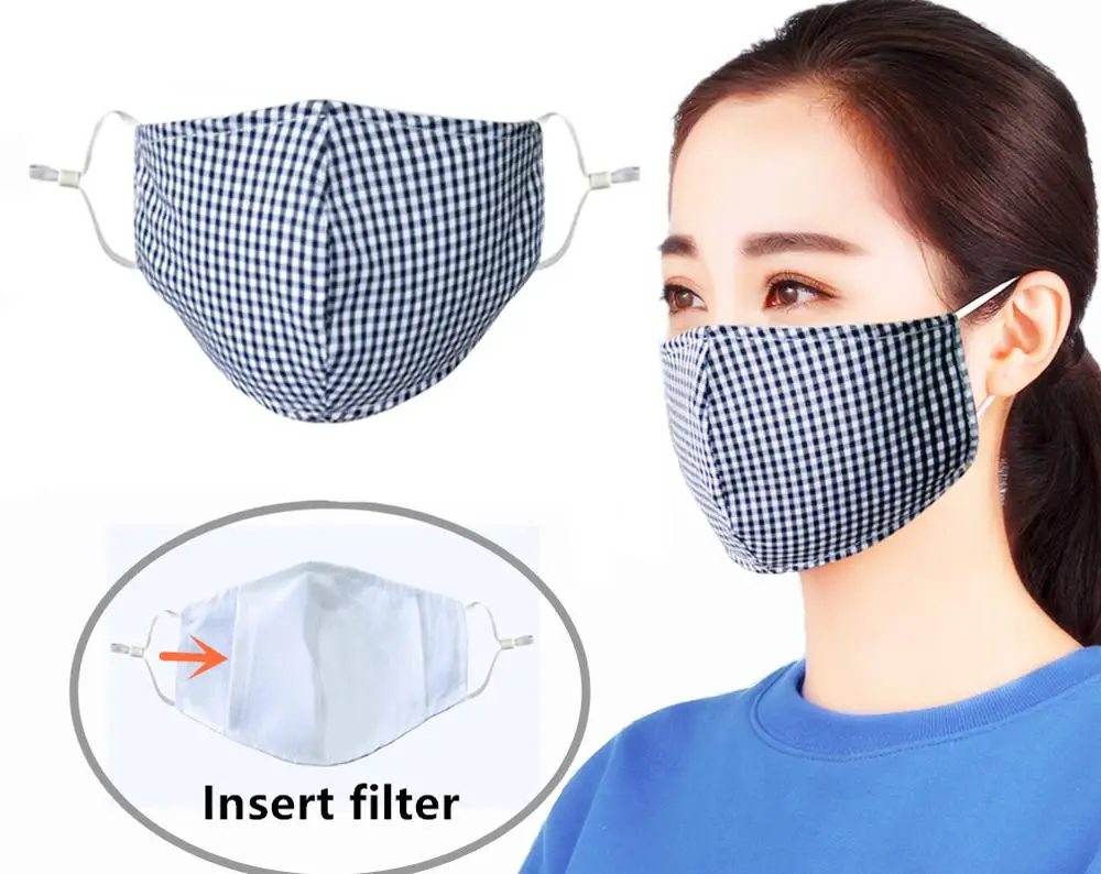 Маска Защитная хлопковая PM2.5 для лица тонкая воздухопроницаемая с фильтром из