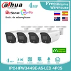 Dahua 4MP IP-камера IPC-HFW3449E-AS-LED WizSense, полноцветная H.265 + POE CCTV наружная мини-видеокамера, комплект из 4 шт.