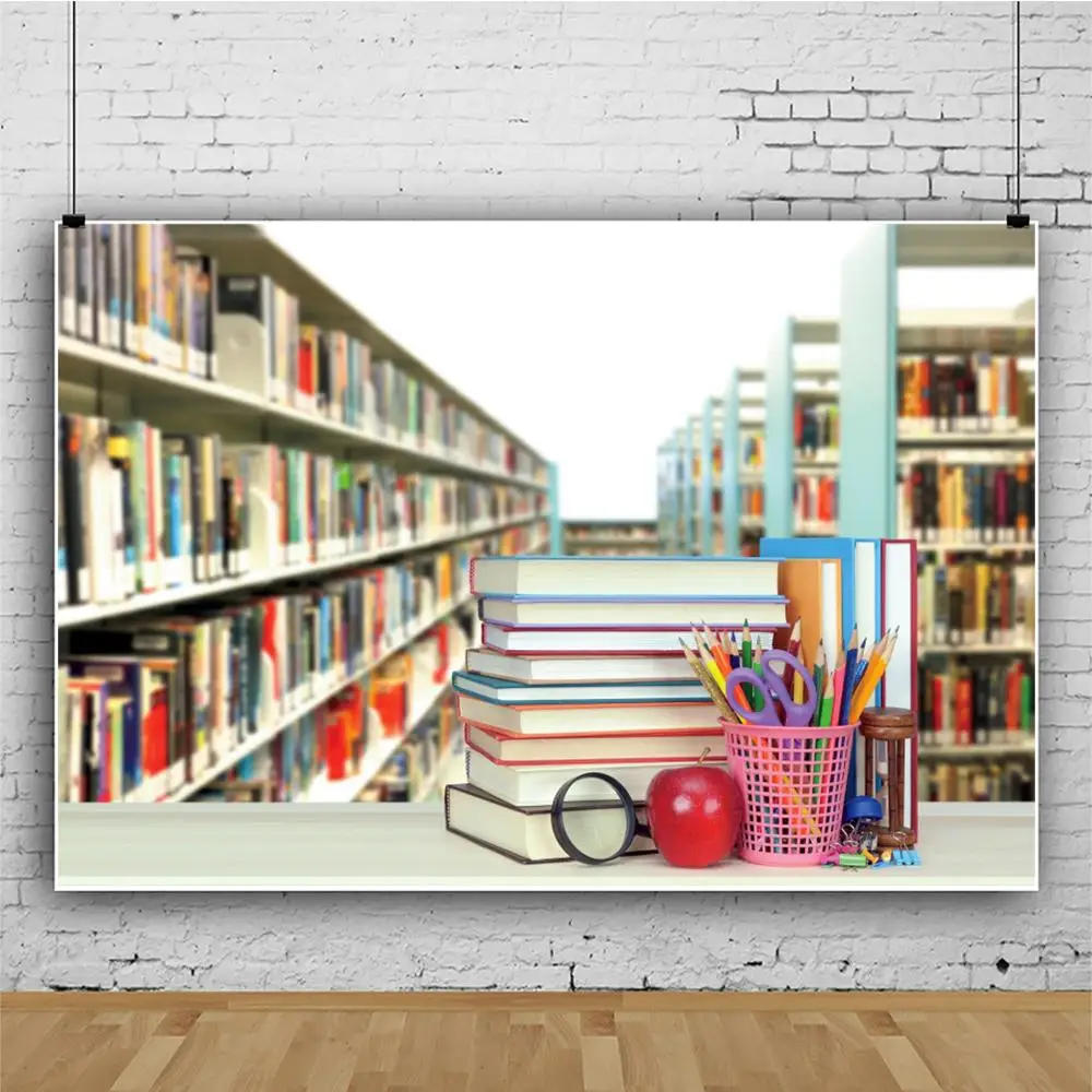 Laeacco библиотека книжная полка для книг обратно в школу ребенок портрет