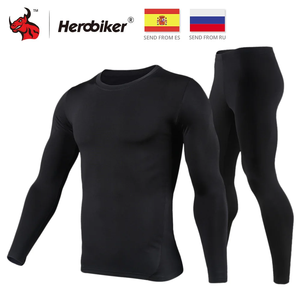 HEROBIKER Motorcycle Thermal Underwear Set Men's Skiing Winter Warm Base Layers Tight Long Johns Tops &amp Pants | Автомобили и