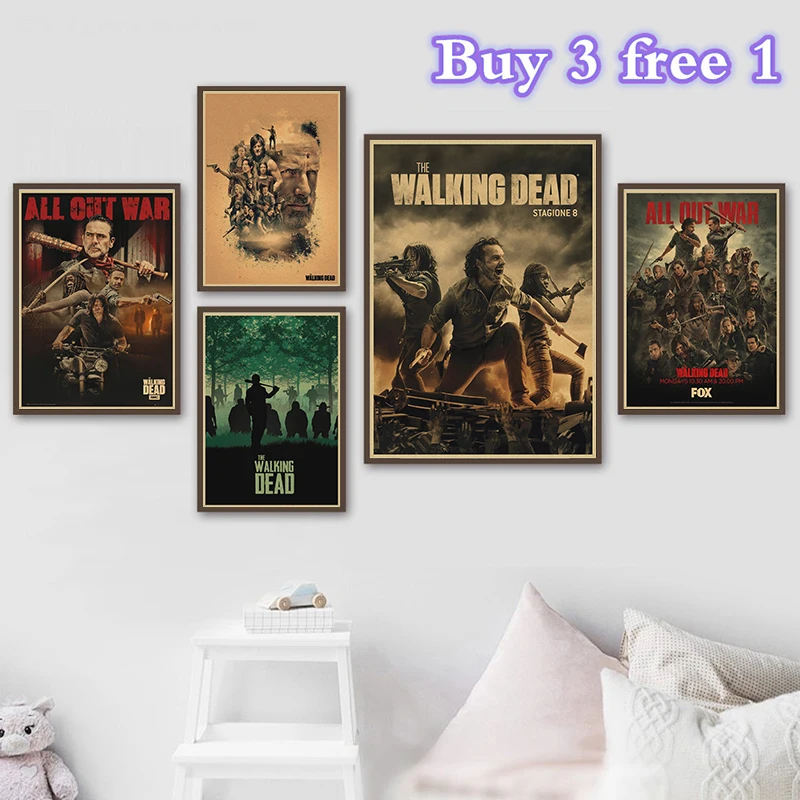 Ходячие мертвецы серии 8 крафт бумага постеры винтажный бар кафе дома