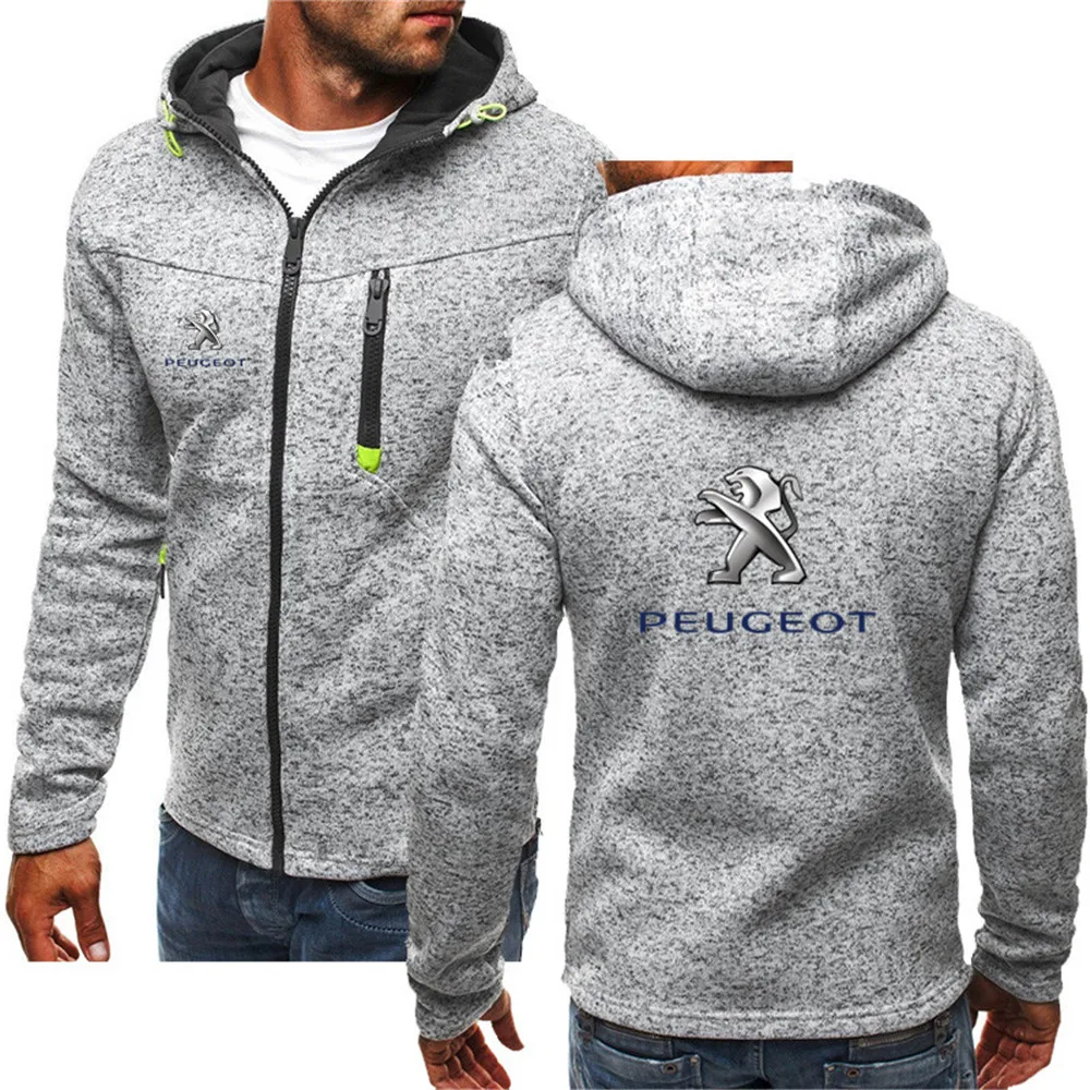 

2021 Spring and autumn men's PEVGEOT car logo stitching hat sweater fashion trend brand camouflage printing pocket zipper top