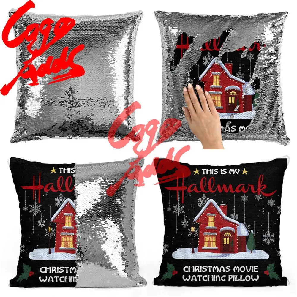 Рождественская домашняя Подушка с блестками | Наволочка Двухцветная подушка