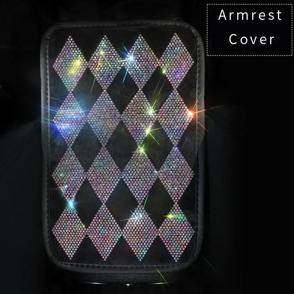 

Crystals Rhinestone Car Seat Belt Cover Seat Shoulder Cushion Armrest Colorful Gear Cover Handbrake Cover