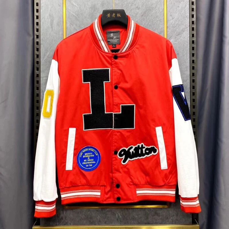Мужская куртка бомбер с аппликацией модная бейсбольная форма вышивкой