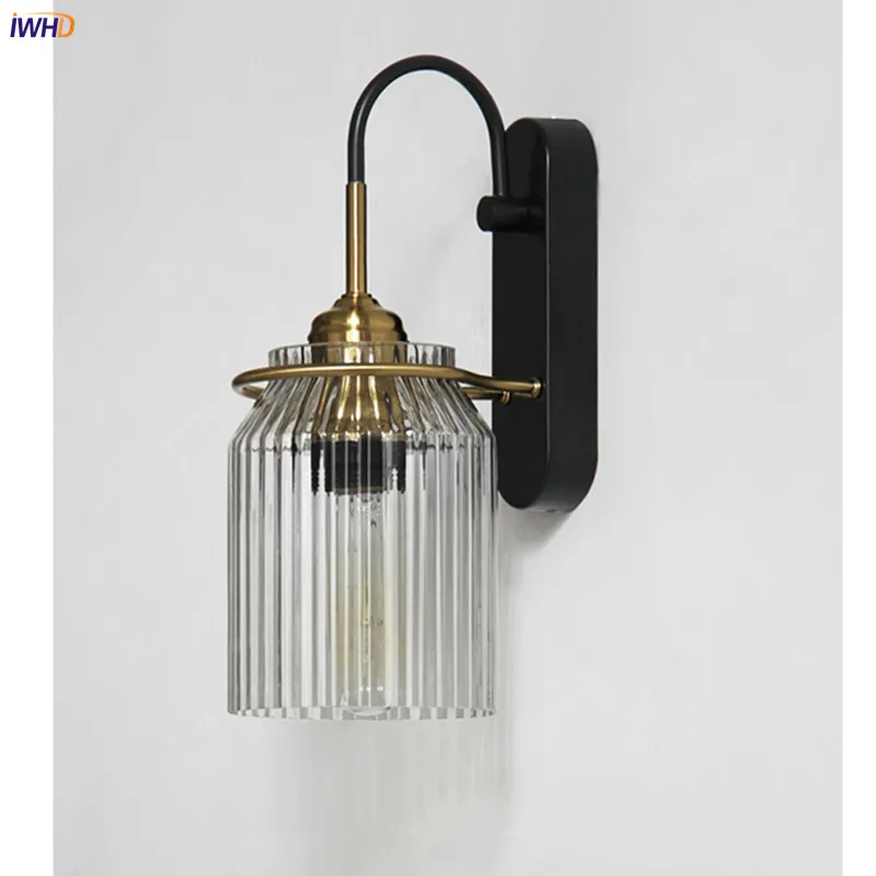 

Nordic Concise Wall Lamp LED American Vintage Wall Light Glass Lampshade Wandlamp Bedroom Mirror Lights For Home Decoration