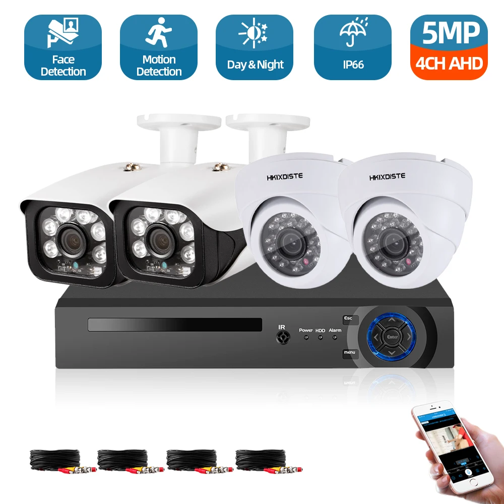

4CH DVR CCTV System 4PCS Cameras 1080P 5MP Video Surveillance Set 4CH 5 in 1 DVR Infrared AHD CCTV Camera Security System Kit