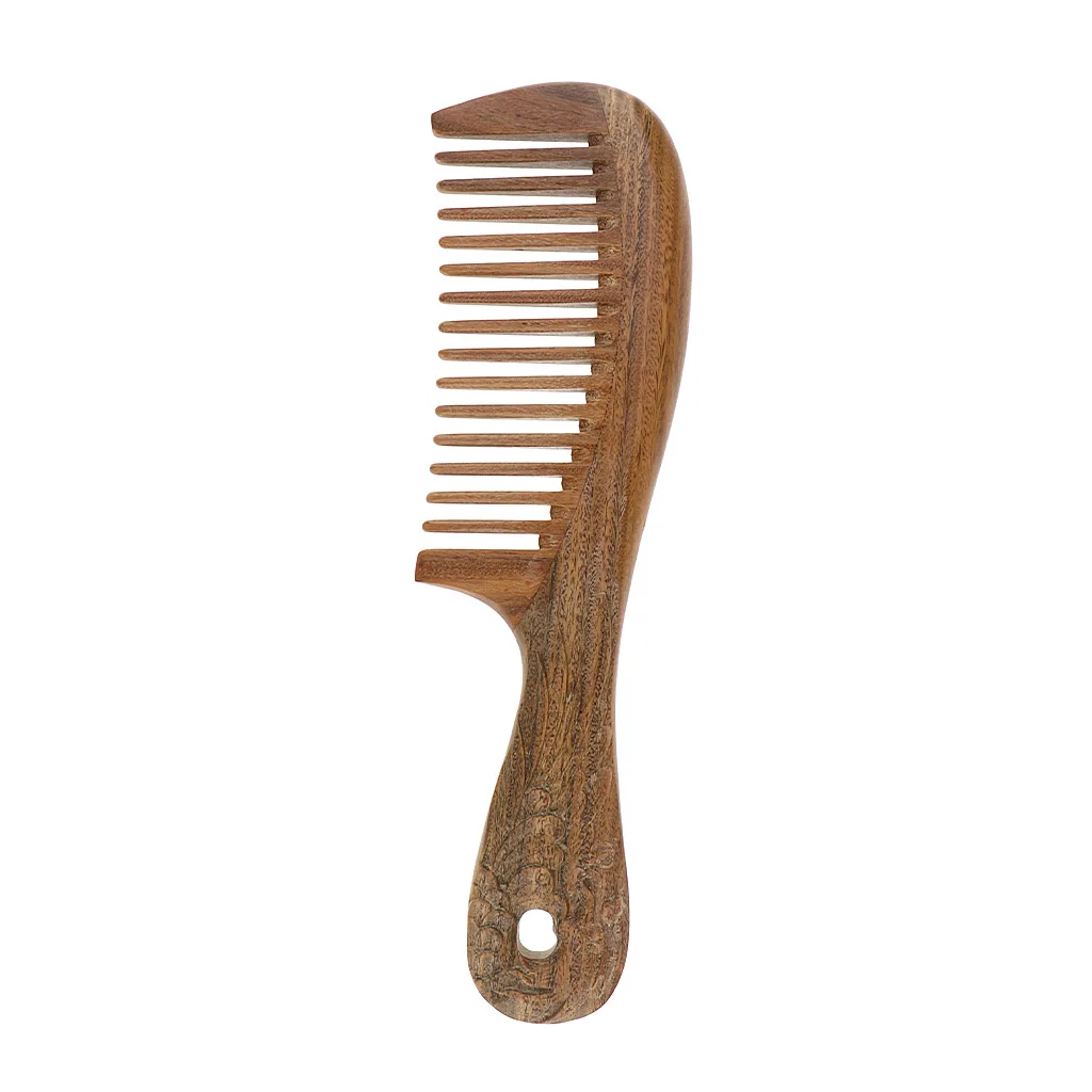 

Natural Handcrafted Sandalwood Wide/Fine Tooth Hair Comb, Sandal Wood for Beautiful Curly Hairs | No-Tangled Hair & Anti-Static