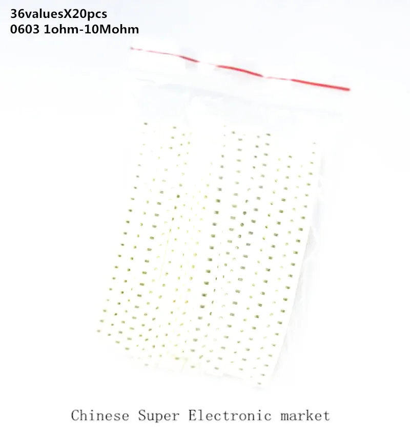 36valuesx20шт = 720 шт 0603 1ohm 10Mohm SMD резистор набор Ассорти 5% компонентов diy