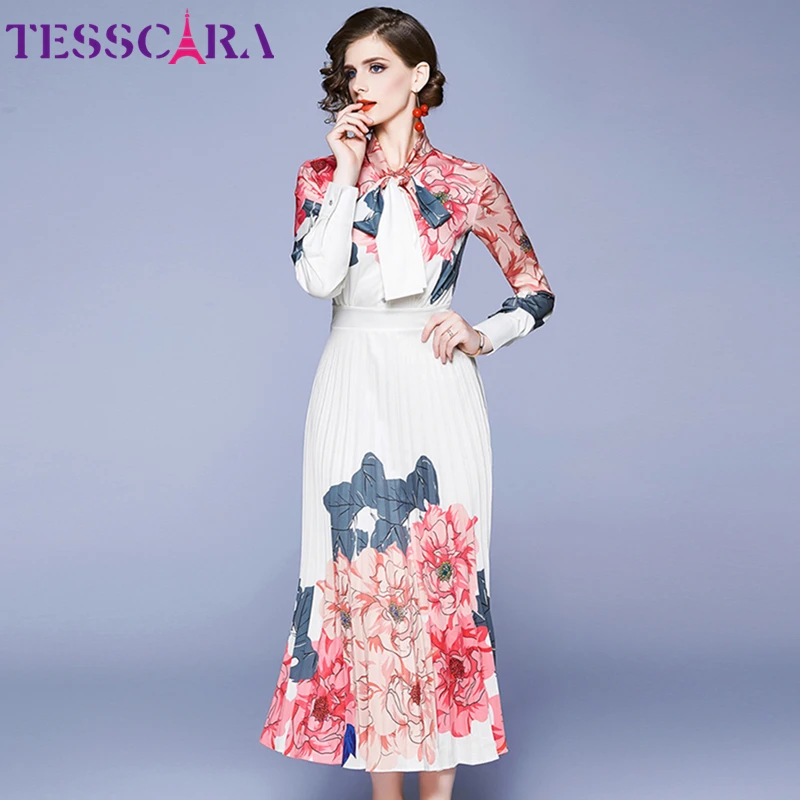 Женское весеннее элегантное Цветочное платье TESSCARA женское офисное вечернее