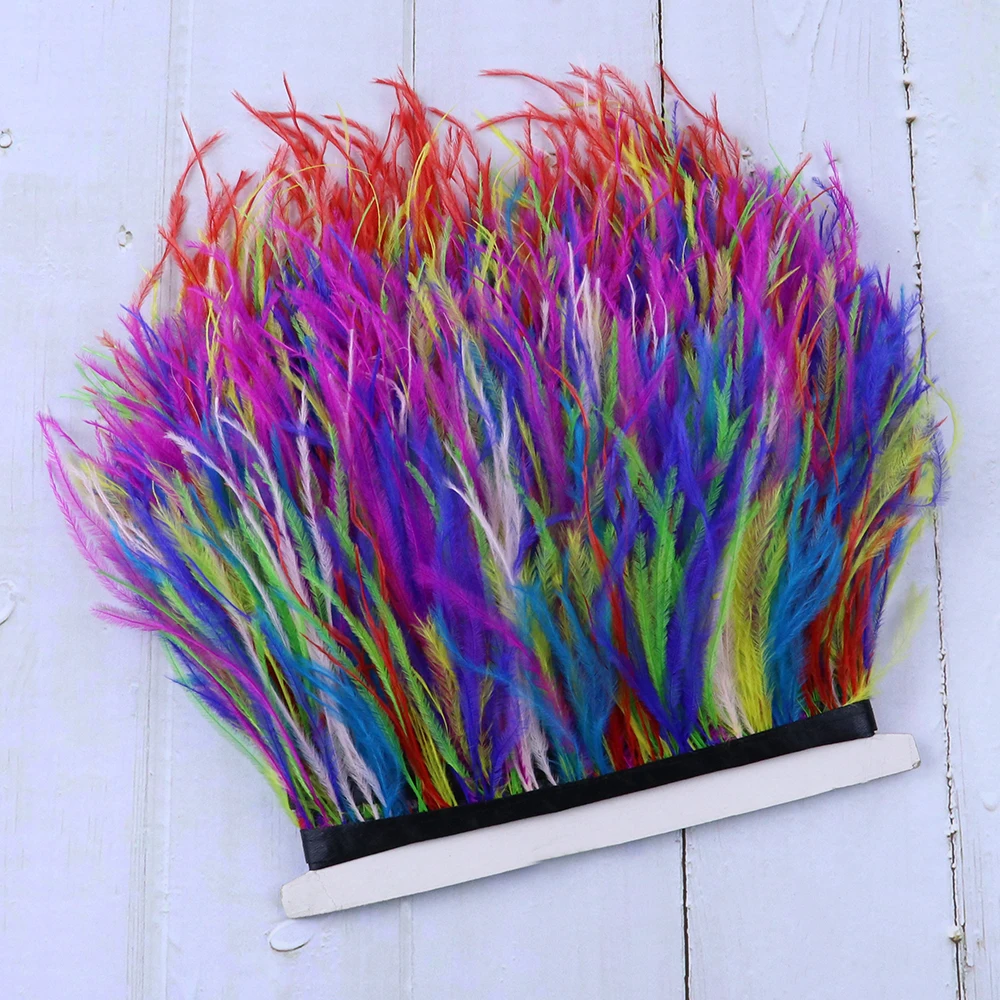 

10Yard High Quality Ostrich Feathers Trim Ribbon 10-15CM Colorful Plumes For Sewing Wedding Dress Accessory Crafts Decoration