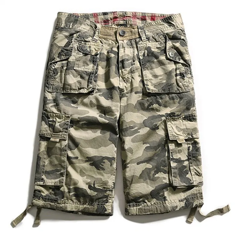 

Summer Mens Shorts Casual Camouflage Straight Cargo Shorts Breathable Comfortable Camouflage Print Cotton Shorts Knee Length