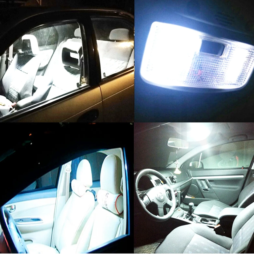1 шт. Светодиодная лампа для чтения автомобиля T10 Cob W5W C5W 16 24 36 48 led 7 цветов, потолочный светильник, купольная лампа BA9S 3 адаптер постоянного тока 12 В