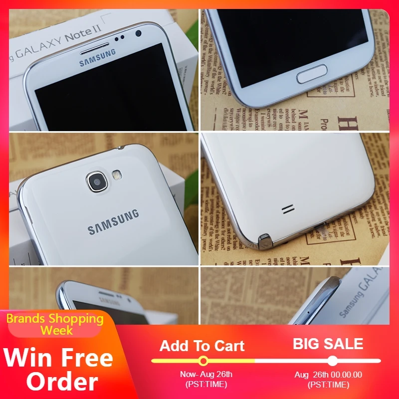 Оригинальный samsung Galaxy Note 2 II N7100 Android четырехъядерный 5 дюймов Версия ЕС смартфоны