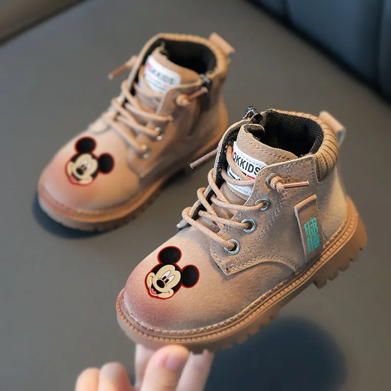 Ботинки детские Disney бархатные теплые на мягкой подошве с Микки Маусом|Кроссовки|