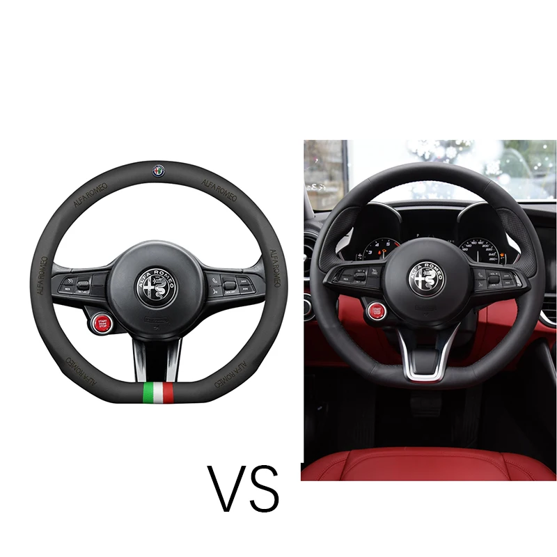 Черный чехол рулевого колеса автомобиля из натуральной кожи 38 см спортивный