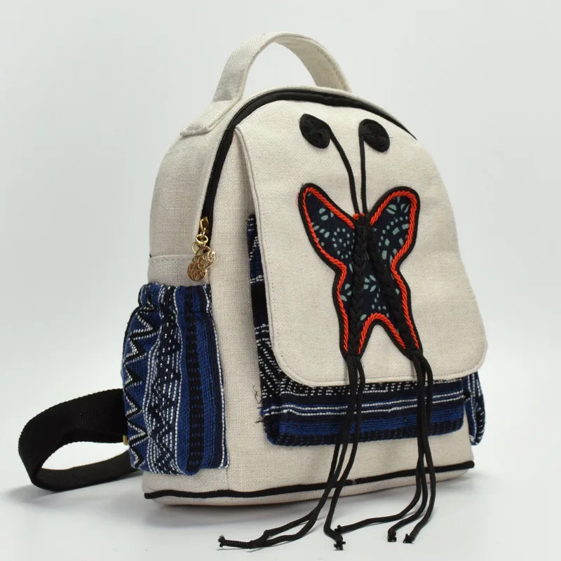 Новый рюкзак женский BaoMinZu ветер хлопковая белая сумка ручной работы аксессуары в