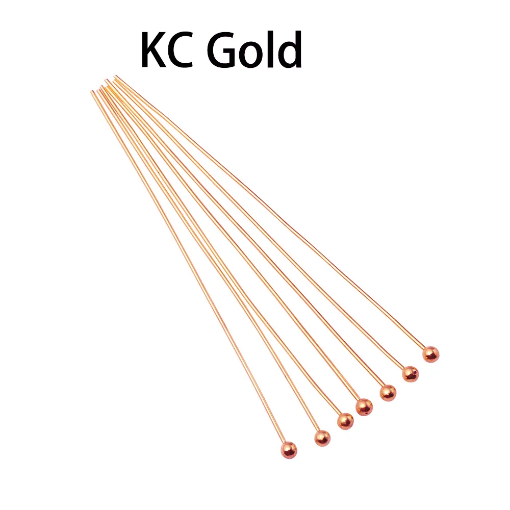KC Gold 200 шт./лот, длина 16, 20, 25, 30, 35, 40, 50 мм, золото, серебро, металлическая шариковая головка, шпильки для изготовления ювелирных изделий своими руками, диаметр 0,5 мм - Цвет: KC Gold