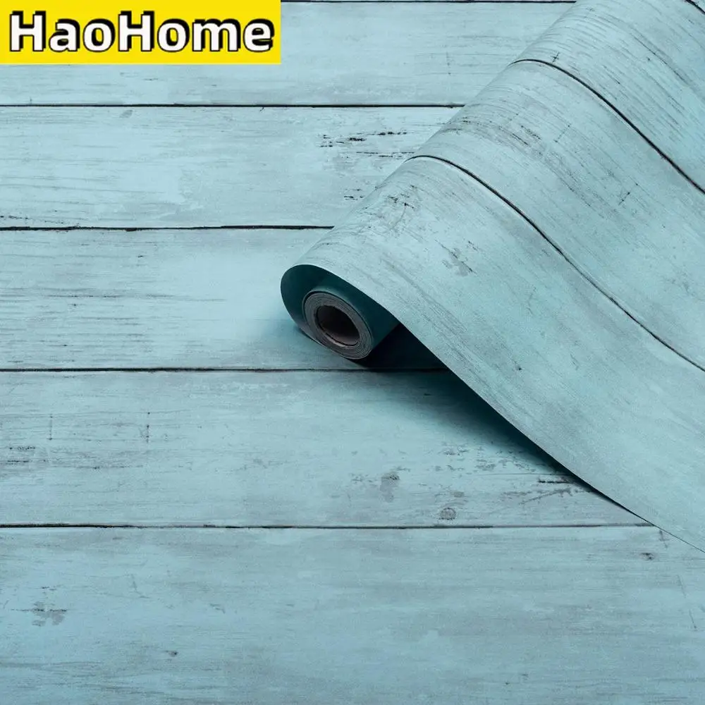 Самоклеящиеся обои HaoHome с рисунком древесины клена голубого цвета фоновое