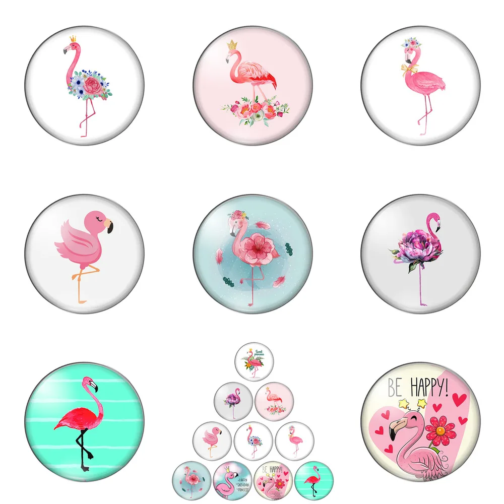 Очаровательная мультяшная Птица Фламинго принцесса 2 мм/20 мм/25 мм/30 мм фото стекло