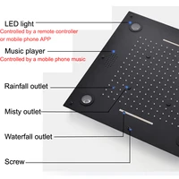 Bluetooth Music Shower Head Bathroom Accessories Ceiling LED Shower Panel 24inch 304 Stainless Steel Black shower Faucets