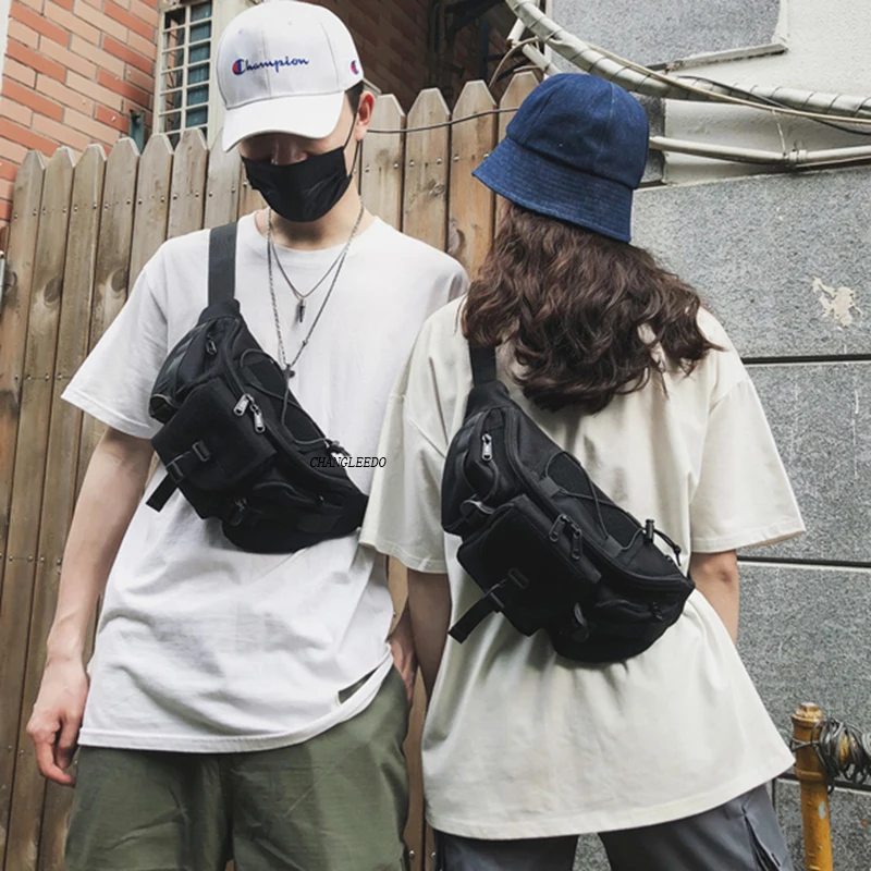 Fashion Brand 2020 New ins chest bag Super Fire Fluorescent Band man Waist Bag Multi-functional Canvas Single Shoulder |