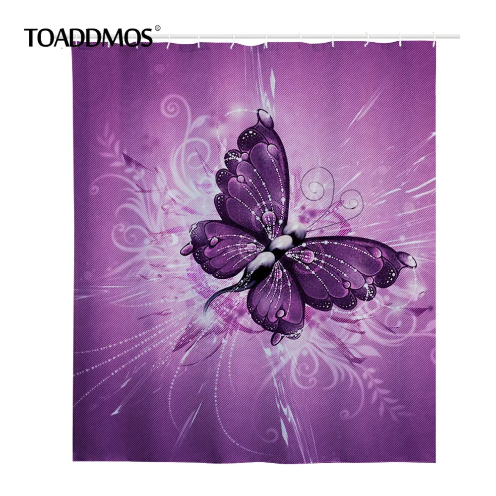 

TOADDMOS Cortinas 3D Animal Butterfly Printed Fashion Shower Curtain Polyester Bathroom Decor Waterproof Bath Curtains Washable