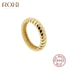 ROXI Ins поворот кольца для женщин подарок для девочек обручальное кольцо 925 стерлингового серебра простые круглые кольца обручальные кольца ювелирные изделия