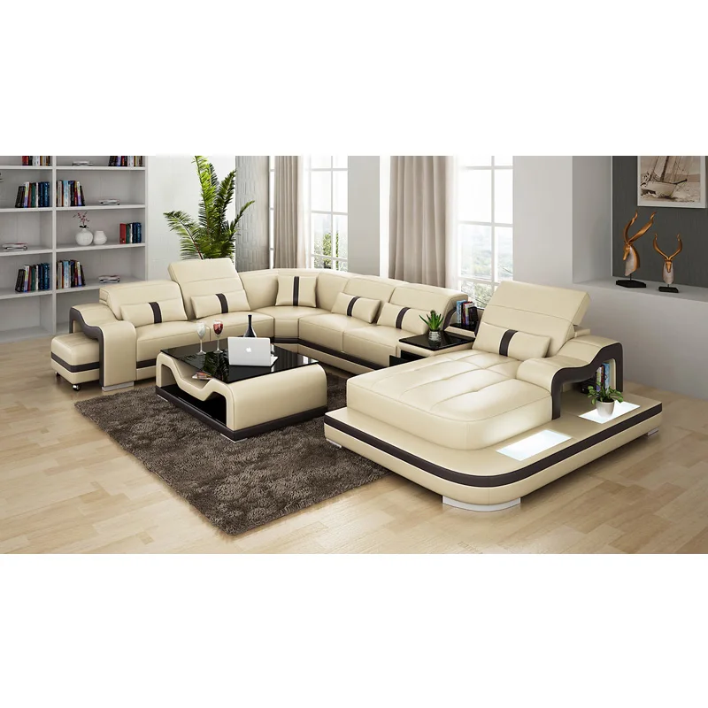 Диван из натуральной кожи мебель для гостиной во французском стиле|Диваны