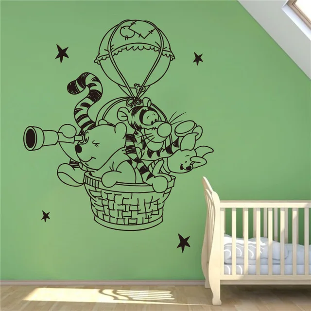

Disney Winnie The Pooh Wall Decal Hot Air Balloon Vinyl Decal Nursery Room Accessories Wall Stickers Home Decoration