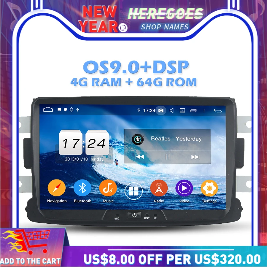 1280*720 IPS DSP Android 9.0 4G + 64G ROM 8 ядерный автомобильный DVD плеер Wifi luetooth 9 0 радио GPS карта