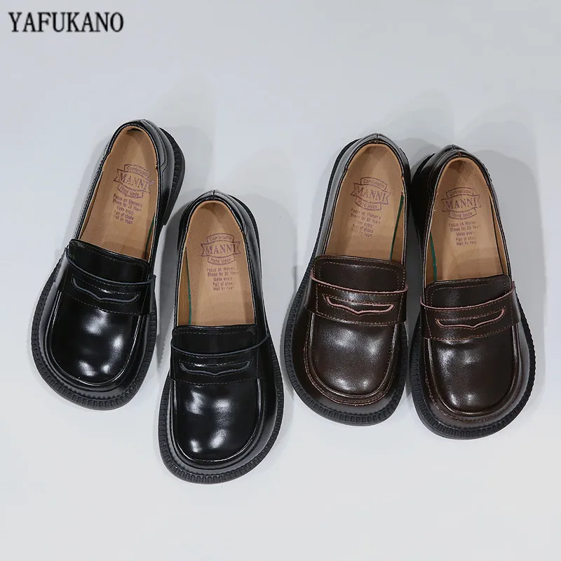 

Туфли из натуральной кожи в японском ретро-стиле Ins с круглым носком, на шнуровке, на плоской подошве, униформа для колледжа, повседневная об...