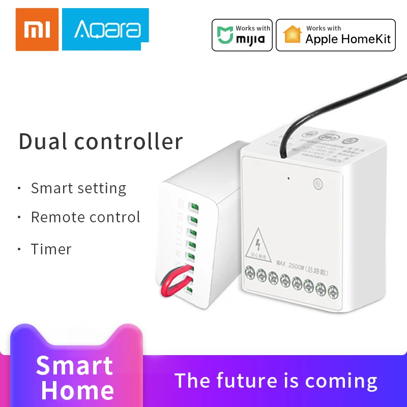 Xiaomi Aqara двусторонний модуль управления беспроводное реле ZigBee контрольный Лер 2 канала работает с умным домом Mijia APP& Home Kit