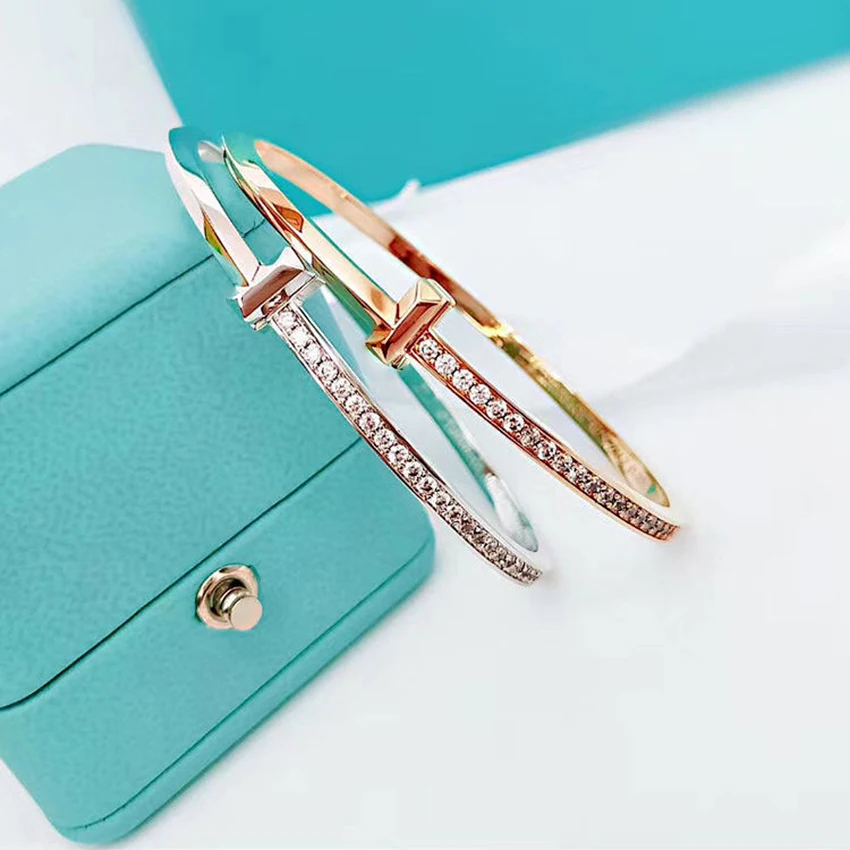 

1:1 925 Sterling Silver Men And Women Bracelet Classic Popular T1 Series Bracelet Wild Couple Style Luxury Party Jewelry Gift