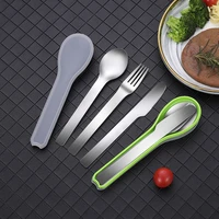 stainless steel spoon fork knife portable foldable cutlery set outdoor camping dinnerware travel cutlery kitchen gadget sets