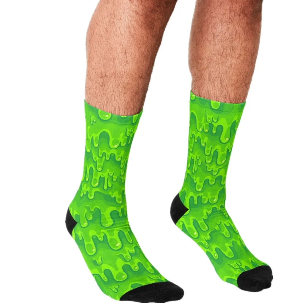 

2021 Funny Socks Men harajuku Slimed Socks Fluorescent green Printed Happy hip hop Novelty Skateboard Crew Casual Crazy Socks