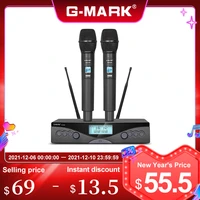 wireless microphone g mark g320am uhf 2 channels karaoke handheld frequency adjustable for party stage show 50m use distance