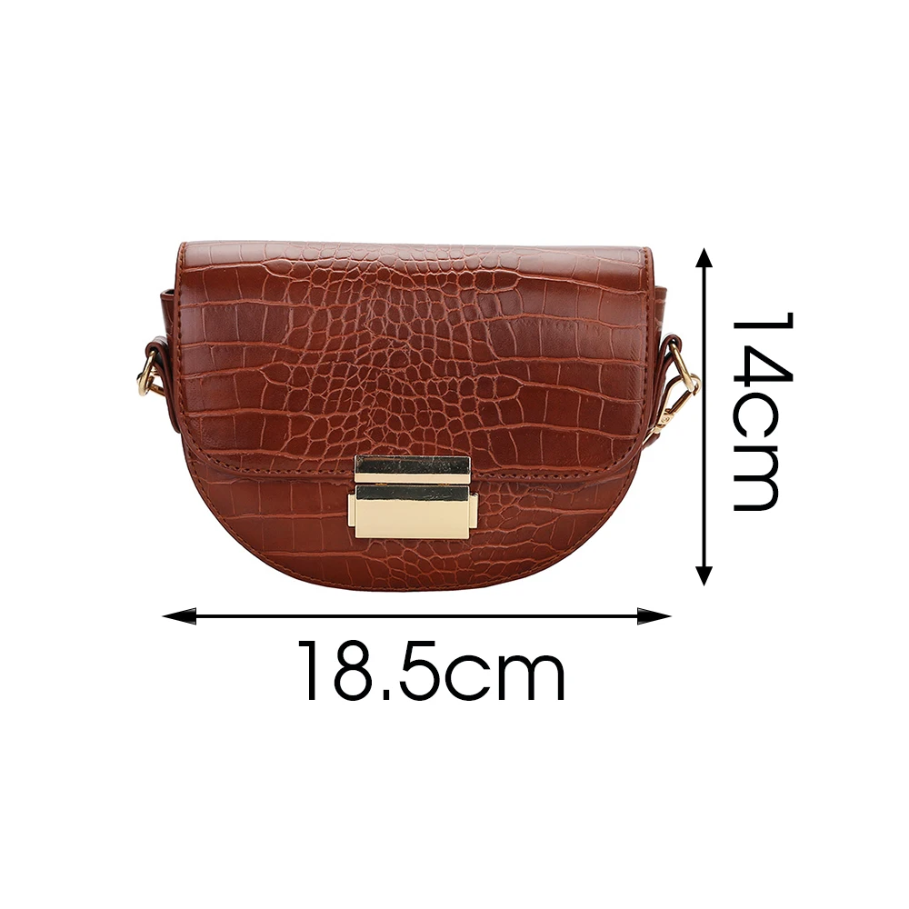 

Stone Pattern PU Leather Saddle Bag For Women 2021 Small Solid Color Shoulder Messenger Bag Female Casual Handbags and Purses