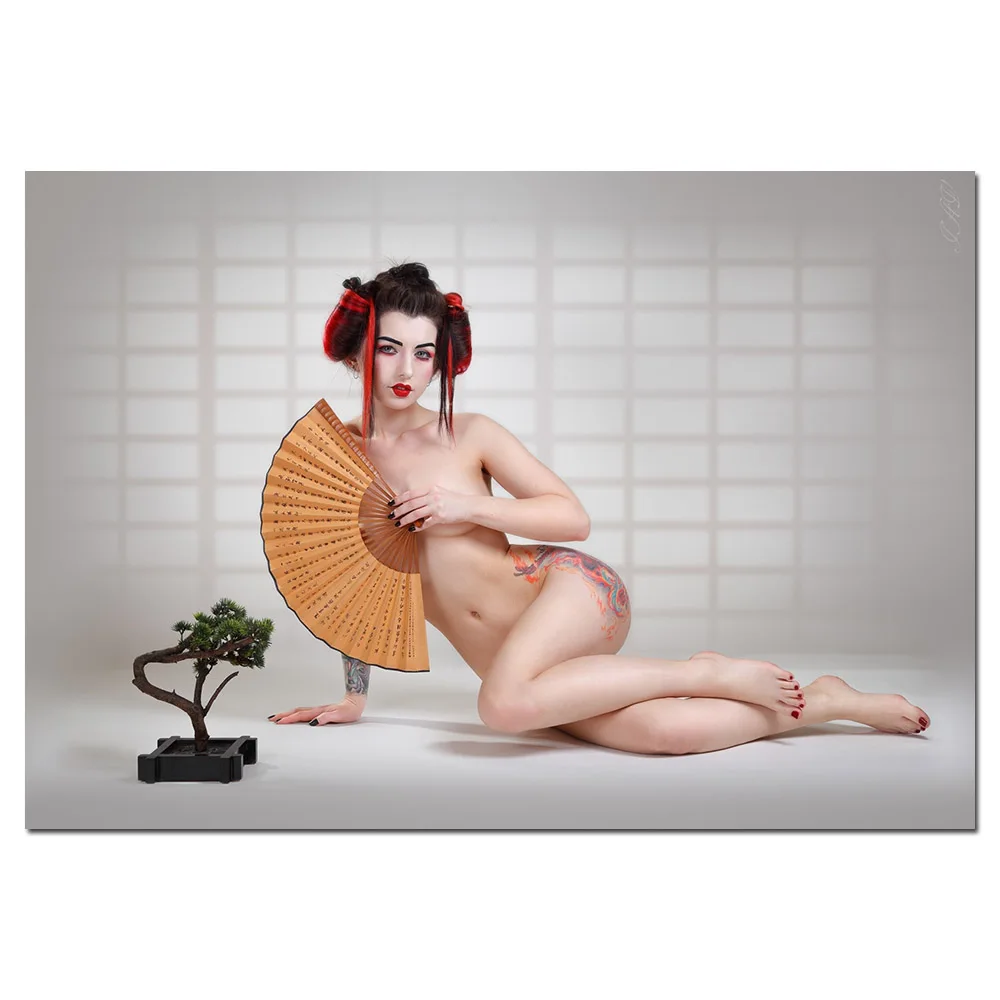 Художественная фотография плакат и печать японской гейши сексуальной девушки