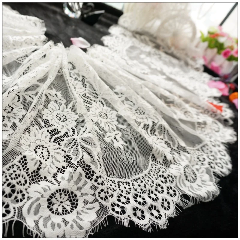 3 м/лот белые черные ресницы кружевная отделка ткань цветок ширина/34 5 см