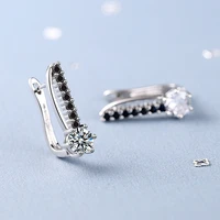 womens new fashion geometric square hoop earrings black row crystal zircon female trendy straight piercing earring jewelry gift