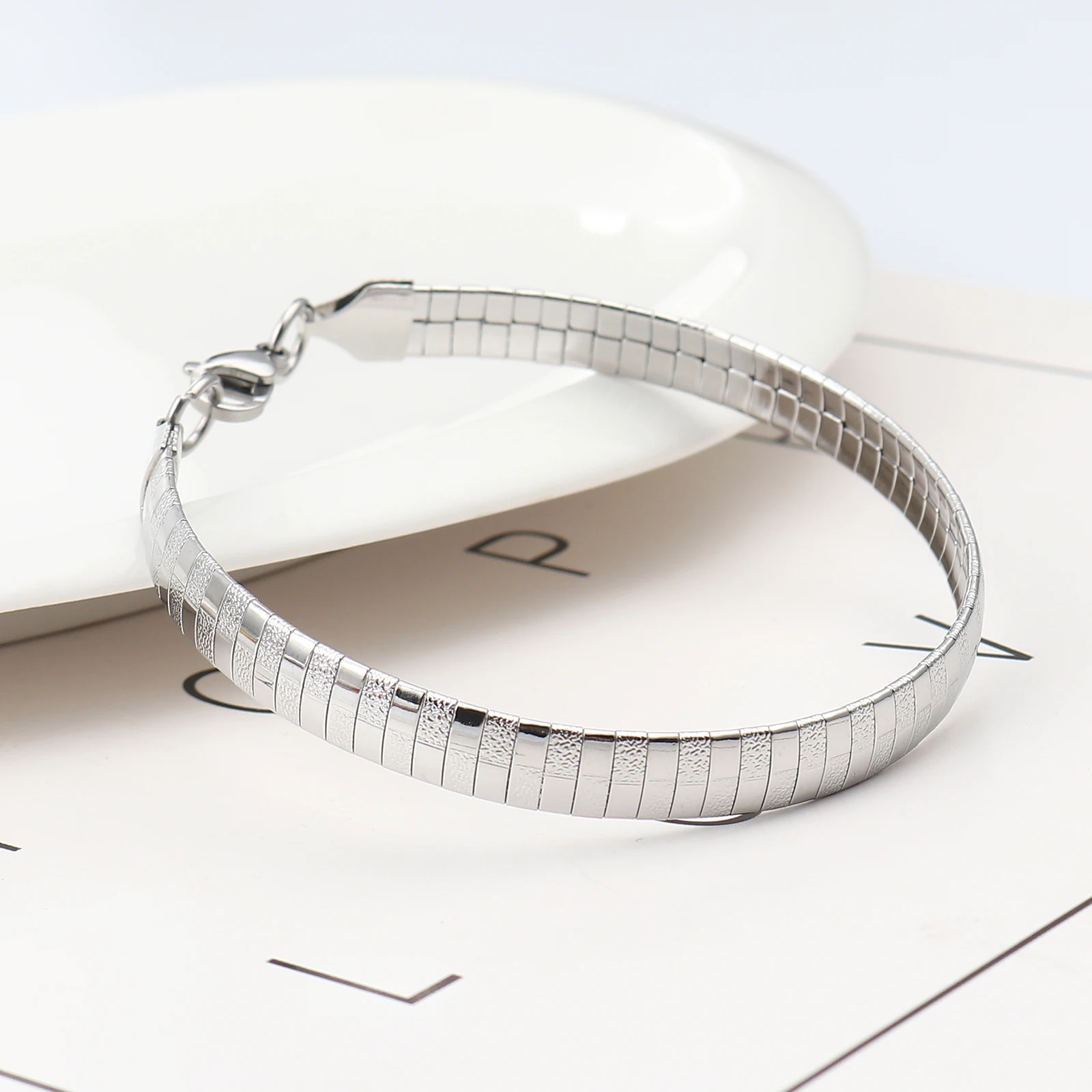 304 нержавеющая сталь браслеты серебряного цвета золотого прямоугольник резной