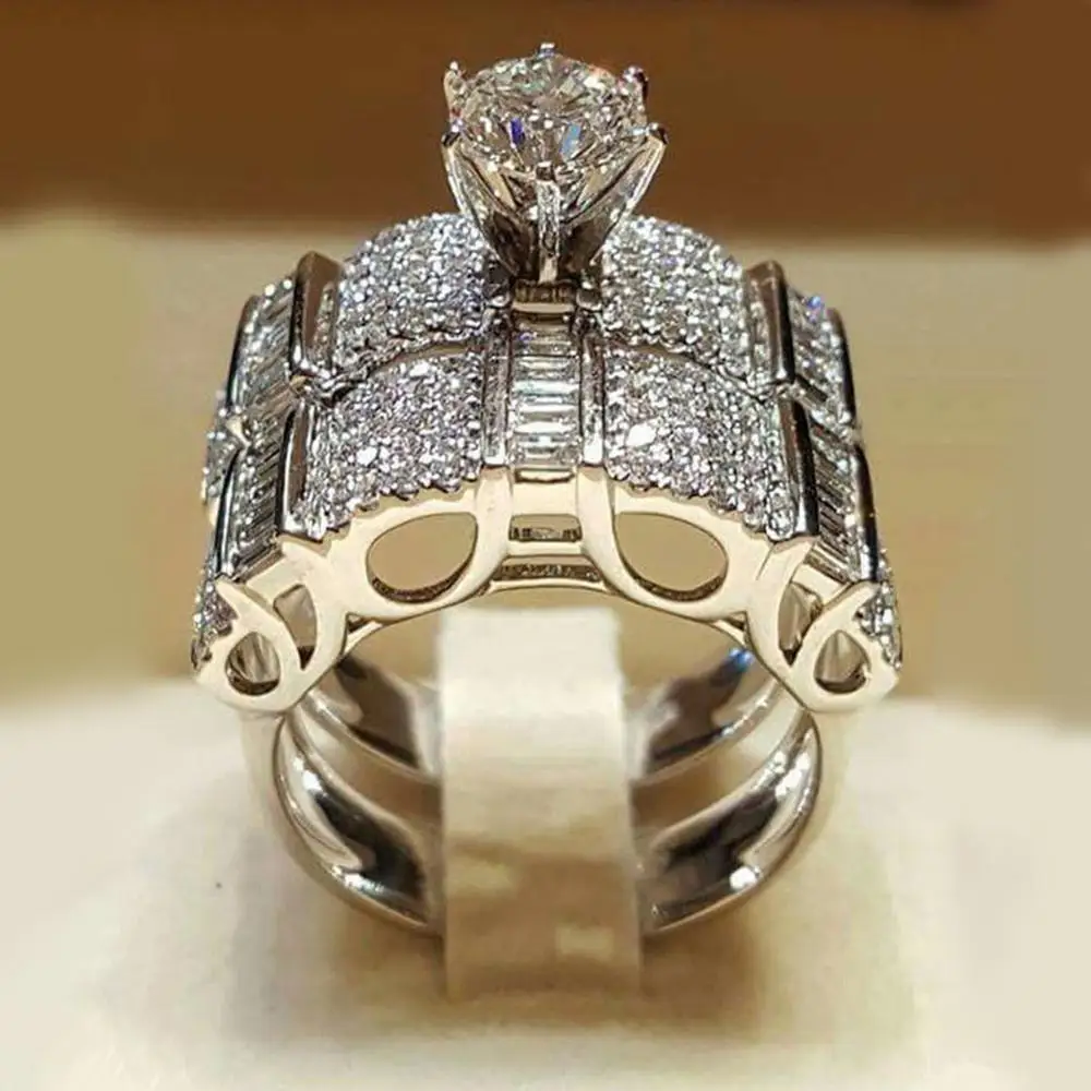 Женский комплект из кольца и обручального серебристого цвета | Украшения