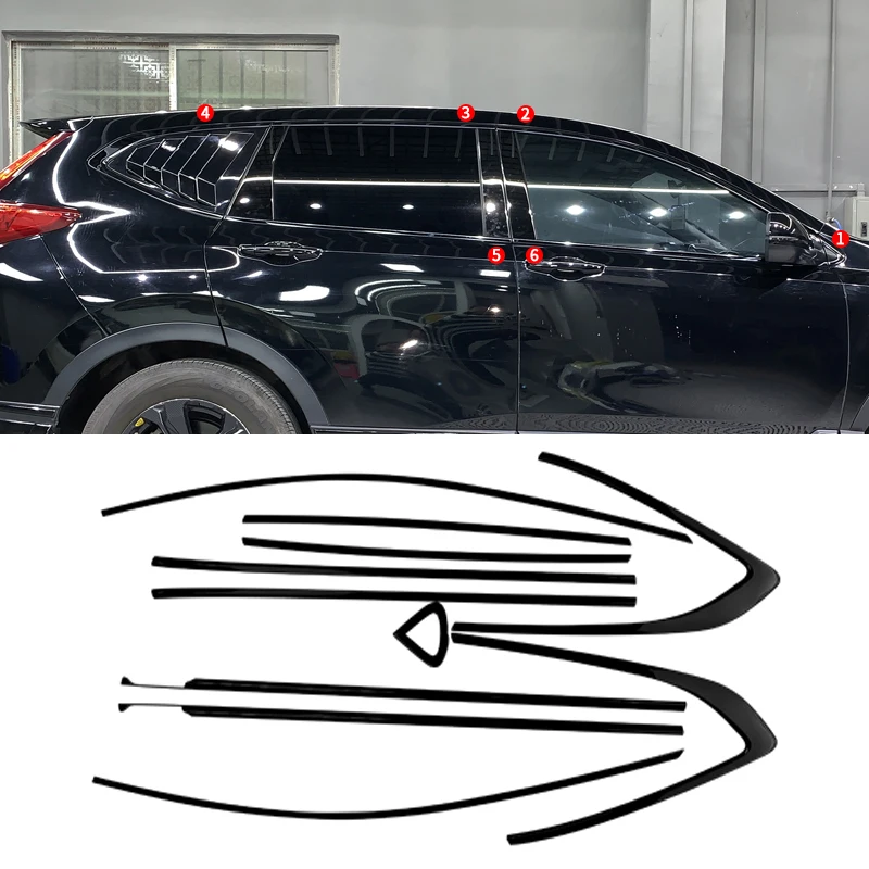 

Украшение для автомобильного стайлинга оконная полоса отделка из нержавеющей стали черная полная оконная отделка для Honda CRV 2017 2018 2019 2020 2021