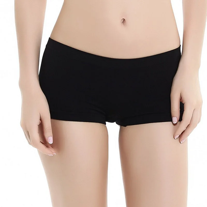 

Women Safety Pants Solid Elastic Stretchy Sports Fashion Breathable Boyshorts Boxer Seamless Underwear Female Underpants Panties