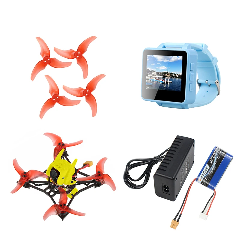 T100 100 мм Колесная база Крытый FPV гоночный Дрон с/Crazybee F4 PRO V3.0 Контроллер полета Frsky приемник FPV часы 7000kv мотор - Цвет: Цвет: желтый