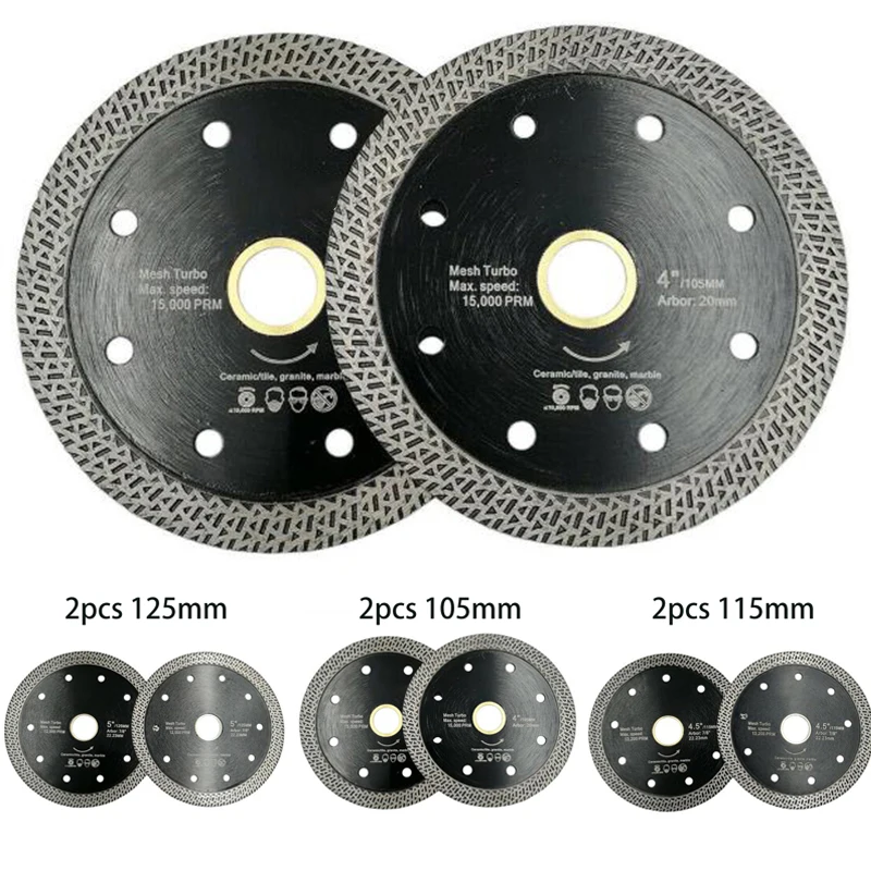 

2pcs Saw Blades Diamond Cutter 105/115/125mm Mesh Turbo Workshop Tools