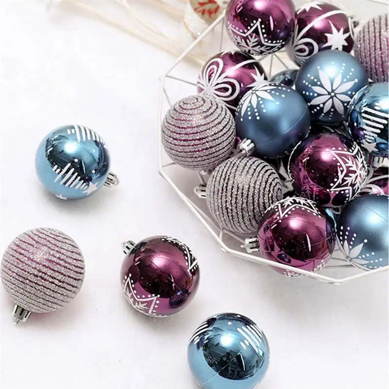 24 шт 6 см рождественские украшения елочные шары небьющиеся пластиковые Висячие